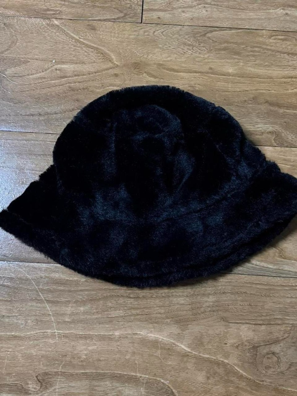 Black Faux Fur Bucket Hat